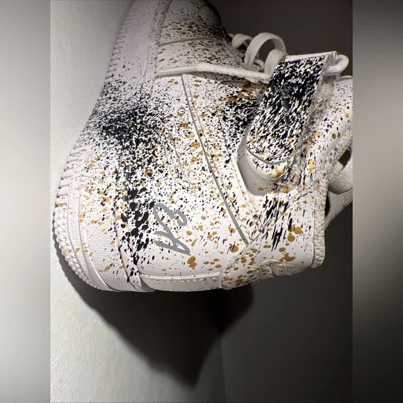 Nike Air Force 1 Mid Paint Splatter White Gold Black DH2933-111 5.5Y